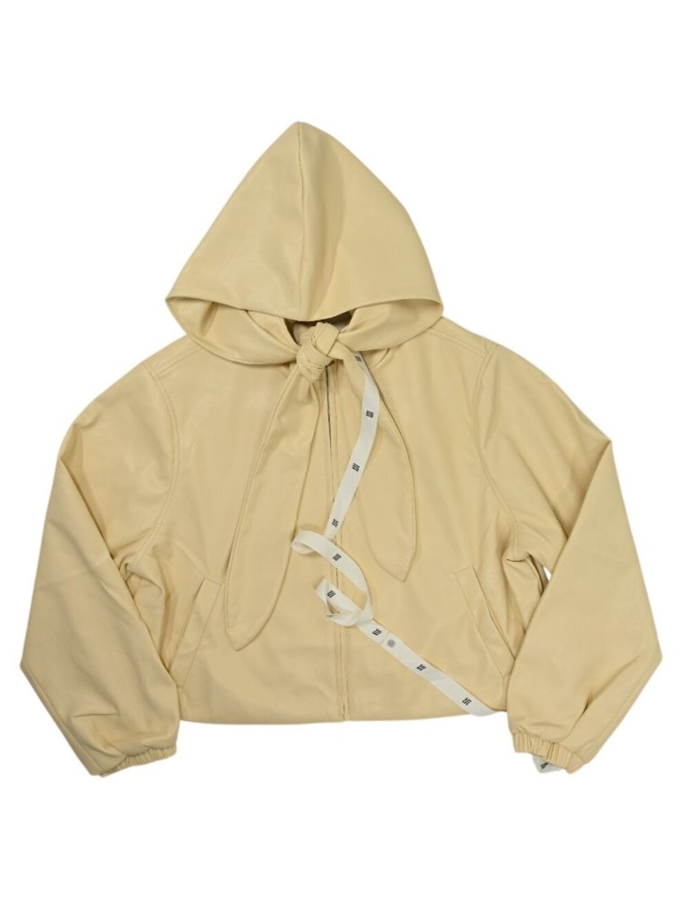 Maebe Faux Leather Hooded Jacket in Buttercream